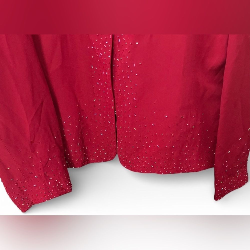 Magali Evening Red 100% Silk Beaded Jacket Women's Size 18 NWT Vintage Formal - Picture 4 of 7